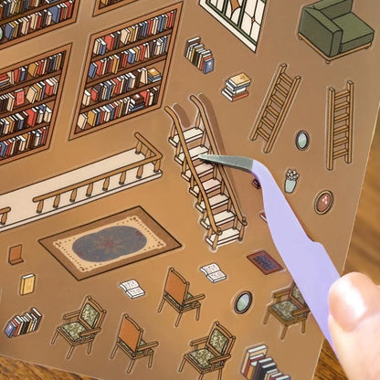 BGM Diorama 2.5D Stickers - Library